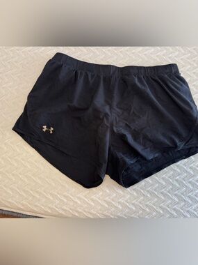 Under Armour Black Drawstring Athletic Shorts with Inner Brief